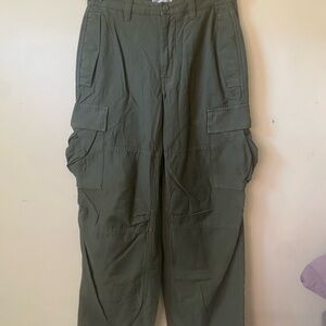 TNA Olive Cargo Wide Leg Pants